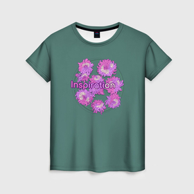 Женская футболка 3D с принтом Цветы Хризантемы: вдохновение в Курске, 100% полиэфир ( синтетическое хлопкоподобное полотно) | прямой крой, круглый вырез горловины, длина до линии бедер | 