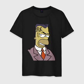 Мужская футболка хлопок с принтом Гомер Симпсон деловой в Белгороде, 100% хлопок | прямой крой, круглый вырез горловины, длина до линии бедер, слегка спущенное плечо. | 