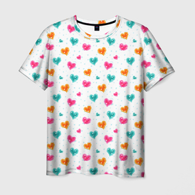 Мужская футболка 3D с принтом Горячие сердца , 100% полиэфир | прямой крой, круглый вырез горловины, длина до линии бедер | Тематика изображения на принте: 