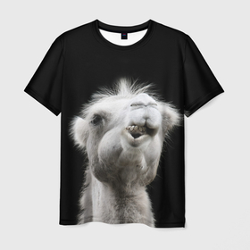 Мужская футболка 3D с принтом Веселый верблюд , 100% полиэфир | прямой крой, круглый вырез горловины, длина до линии бедер | Тематика изображения на принте: 