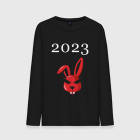 Мужской лонгслив хлопок с принтом Кролик 2023 суровый: символ и надпись , 100% хлопок |  | 