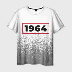 Мужская футболка 3D с принтом 1964   в красной рамке на светлом в Петрозаводске, 100% полиэфир | прямой крой, круглый вырез горловины, длина до линии бедер | 