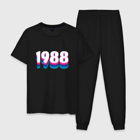 Мужская пижама хлопок с принтом Made in 1988 vintage art в Кировске, 100% хлопок | брюки и футболка прямого кроя, без карманов, на брюках мягкая резинка на поясе и по низу штанин
 | 