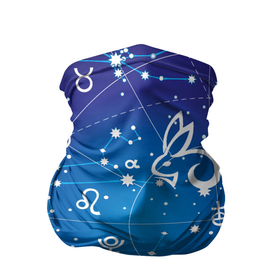 Бандана-труба 3D с принтом Кролик символ 2023 на карте звездного неба в Белгороде, 100% полиэстер, ткань с особыми свойствами — Activecool | плотность 150‒180 г/м2; хорошо тянется, но сохраняет форму | 