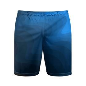 Мужские шорты спортивные с принтом Абстрактный темно синий узор волны в Екатеринбурге,  |  | 