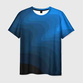 Мужская футболка 3D с принтом Абстрактный темно синий узор волны в Екатеринбурге, 100% полиэфир | прямой крой, круглый вырез горловины, длина до линии бедер | 