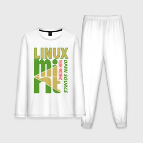 Мужская пижама хлопок (с лонгсливом) с принтом Linux mint в Белгороде,  |  | 