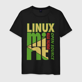 Мужская футболка хлопок с принтом Linux mint в Белгороде, 100% хлопок | прямой крой, круглый вырез горловины, длина до линии бедер, слегка спущенное плечо. | Тематика изображения на принте: 