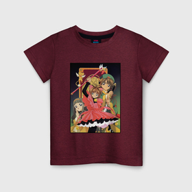 Детская футболка хлопок с принтом Cardcaptor Sakura , 100% хлопок | круглый вырез горловины, полуприлегающий силуэт, длина до линии бедер | 