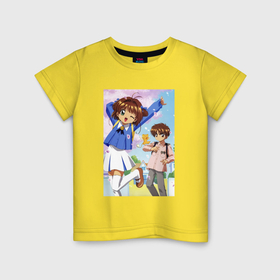 Детская футболка хлопок с принтом Cardcaptor Sakura    Sakura and Syaoran , 100% хлопок | круглый вырез горловины, полуприлегающий силуэт, длина до линии бедер | 