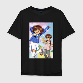 Мужская футболка хлопок Oversize с принтом Cardcaptor Sakura    Sakura and Syaoran , 100% хлопок | свободный крой, круглый ворот, “спинка” длиннее передней части | Тематика изображения на принте: 