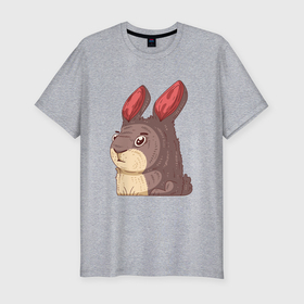 Мужская футболка хлопок Slim с принтом Забавный  кролик , 92% хлопок, 8% лайкра | приталенный силуэт, круглый вырез ворота, длина до линии бедра, короткий рукав | 