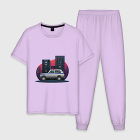 Мужская пижама хлопок с принтом Lada Niva 4x4 Милиция в Новосибирске, 100% хлопок | брюки и футболка прямого кроя, без карманов, на брюках мягкая резинка на поясе и по низу штанин
 | Тематика изображения на принте: 