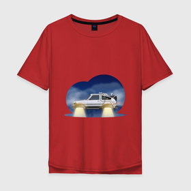 Мужская футболка хлопок Oversize с принтом Lada Niva Delorian в Екатеринбурге, 100% хлопок | свободный крой, круглый ворот, “спинка” длиннее передней части | Тематика изображения на принте: 