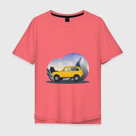 Мужская футболка хлопок Oversize с принтом Lada Niva 4x4 , 100% хлопок | свободный крой, круглый ворот, “спинка” длиннее передней части | 