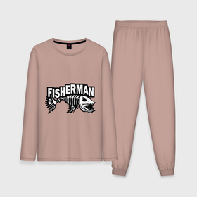 Мужская пижама хлопок (с лонгсливом) с принтом Рыбак   Fisherman ,  |  | Тематика изображения на принте: 
