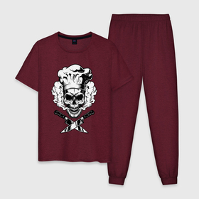 Мужская пижама хлопок с принтом The cooks skull , 100% хлопок | брюки и футболка прямого кроя, без карманов, на брюках мягкая резинка на поясе и по низу штанин
 | 