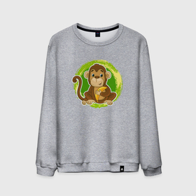 Мужской свитшот хлопок с принтом Мультяшная обезьяна с бананом в Тюмени, 100% хлопок |  | Тематика изображения на принте: 