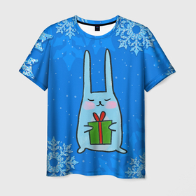 Мужская футболка 3D с принтом Кролик с длинными ушами в Курске, 100% полиэфир | прямой крой, круглый вырез горловины, длина до линии бедер | 