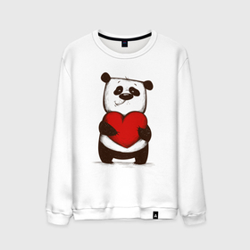 Мужской свитшот хлопок с принтом Мультяшный милый панда с сердцем в Кировске, 100% хлопок |  | 