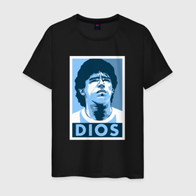 Мужская футболка хлопок с принтом Dios Maradona в Санкт-Петербурге, 100% хлопок | прямой крой, круглый вырез горловины, длина до линии бедер, слегка спущенное плечо. | 