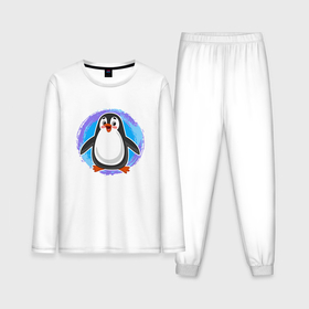 Мужская пижама хлопок (с лонгсливом) с принтом Мультяшный милый пингвин ,  |  | 