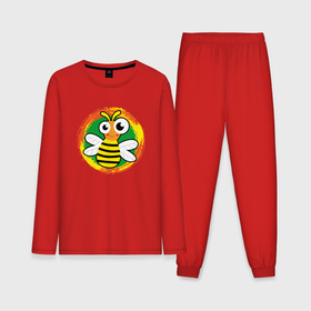 Мужская пижама хлопок (с лонгсливом) с принтом Смешная мультяшная пчела ,  |  | 
