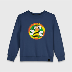 Детский свитшот хлопок с принтом Смешная мультяшная пчела в Курске, 100% хлопок | круглый вырез горловины, эластичные манжеты, пояс и воротник | Тематика изображения на принте: 