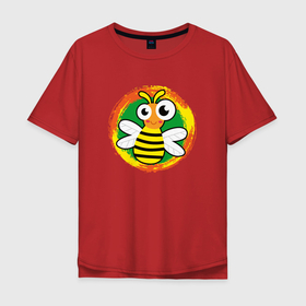 Мужская футболка хлопок Oversize с принтом Смешная мультяшная пчела в Кировске, 100% хлопок | свободный крой, круглый ворот, “спинка” длиннее передней части | 