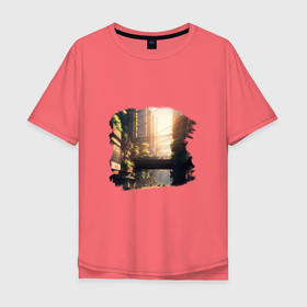 Мужская футболка хлопок Oversize с принтом Солнечный день в Японии в Тюмени, 100% хлопок | свободный крой, круглый ворот, “спинка” длиннее передней части | Тематика изображения на принте: 