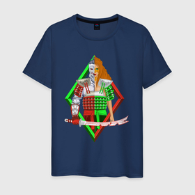 Мужская футболка хлопок с принтом Демон и амазонка в Курске, 100% хлопок | прямой крой, круглый вырез горловины, длина до линии бедер, слегка спущенное плечо. | 