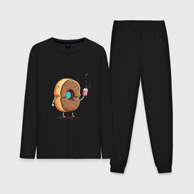 Мужская пижама хлопок (с лонгсливом) с принтом Пышный пончик на дрожжах ,  |  | 