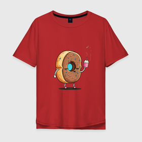 Мужская футболка хлопок Oversize с принтом Пышный пончик на дрожжах в Белгороде, 100% хлопок | свободный крой, круглый ворот, “спинка” длиннее передней части | Тематика изображения на принте: 