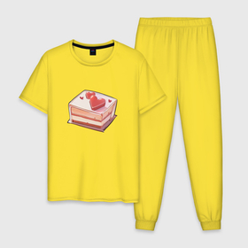 Мужская пижама хлопок с принтом Сладкие сердца в Кировске, 100% хлопок | брюки и футболка прямого кроя, без карманов, на брюках мягкая резинка на поясе и по низу штанин
 | 