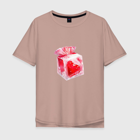 Мужская футболка хлопок Oversize с принтом Сердце в подарок в Санкт-Петербурге, 100% хлопок | свободный крой, круглый ворот, “спинка” длиннее передней части | 