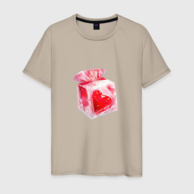Мужская футболка хлопок с принтом Сердце в подарок в Белгороде, 100% хлопок | прямой крой, круглый вырез горловины, длина до линии бедер, слегка спущенное плечо. | 