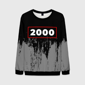 Мужской свитшот 3D с принтом 2000   в красной рамке на темном в Ухте, 100% полиэстер с мягким внутренним слоем | круглый вырез горловины, мягкая резинка на манжетах и поясе, свободная посадка по фигуре | 