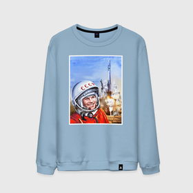 Мужской свитшот хлопок с принтом Юрий Гагарин на космодроме в Кировске, 100% хлопок |  | Тематика изображения на принте: 