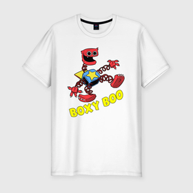 Мужская футболка хлопок Slim с принтом Project Playtime   Boxy Boo в Екатеринбурге, 92% хлопок, 8% лайкра | приталенный силуэт, круглый вырез ворота, длина до линии бедра, короткий рукав | 