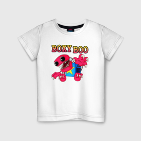 Детская футболка хлопок с принтом Project Playtime Boxy Boo в Тюмени, 100% хлопок | круглый вырез горловины, полуприлегающий силуэт, длина до линии бедер | 