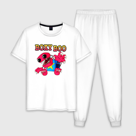 Мужская пижама хлопок с принтом Project Playtime Boxy Boo в Новосибирске, 100% хлопок | брюки и футболка прямого кроя, без карманов, на брюках мягкая резинка на поясе и по низу штанин
 | Тематика изображения на принте: 