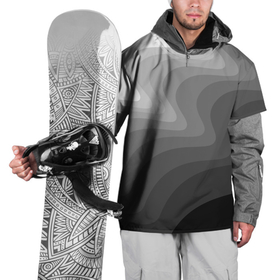 Накидка на куртку 3D с принтом Черно белые волны в Рязани, 100% полиэстер |  | 