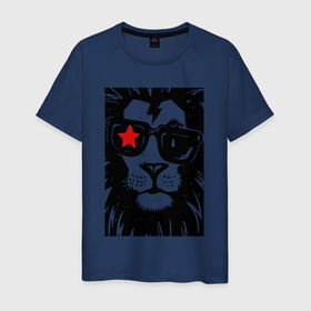 Мужская футболка хлопок с принтом Lion star в Тюмени, 100% хлопок | прямой крой, круглый вырез горловины, длина до линии бедер, слегка спущенное плечо. | Тематика изображения на принте: 