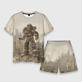 Мужской костюм с шортами 3D с принтом Bone raider power armor skin in fallout в Петрозаводске,  |  | 