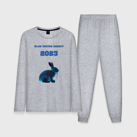 Мужская пижама хлопок (с лонгсливом) с принтом Голубой водяной кролик 2023 ,  |  | Тематика изображения на принте: 