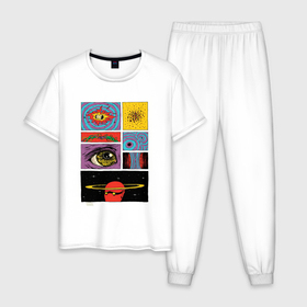 Мужская пижама хлопок с принтом mind blowing space art в Тюмени, 100% хлопок | брюки и футболка прямого кроя, без карманов, на брюках мягкая резинка на поясе и по низу штанин
 | Тематика изображения на принте: 