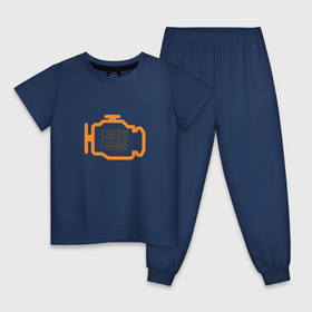 Детская пижама хлопок с принтом check engine в Тюмени, 100% хлопок |  брюки и футболка прямого кроя, без карманов, на брюках мягкая резинка на поясе и по низу штанин
 | 