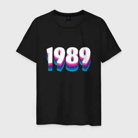 Мужская футболка хлопок с принтом Made in 1989 vintage art в Петрозаводске, 100% хлопок | прямой крой, круглый вырез горловины, длина до линии бедер, слегка спущенное плечо. | 