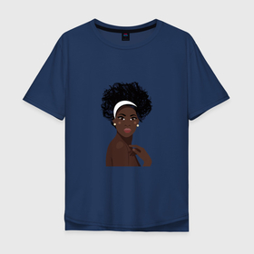 Мужская футболка хлопок Oversize с принтом Африканская девушка в повязке в Курске, 100% хлопок | свободный крой, круглый ворот, “спинка” длиннее передней части | Тематика изображения на принте: 