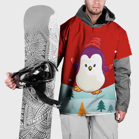 Накидка на куртку 3D с принтом Пингвин новый год в Кировске, 100% полиэстер |  | 